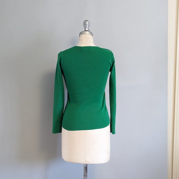 Vintage Green and Navy Blue Embroidered Whale Novelty Crew Neck Sweater Small - Picture 4 of 7